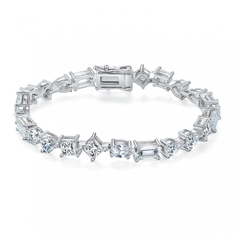 Ruif Jewelry Classic Popular Design 0.5ct Each  Fancy Shape D Color Moissanite tennis  Bracelet S925 Silver  Fashion Jewelry 