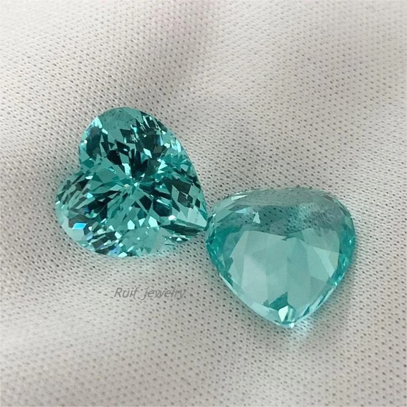 Ruif Jewelry Popular Lab Grown Paraiba Sapphire Loose Gemstone Heart Shape Semi-precious Stone Sales 