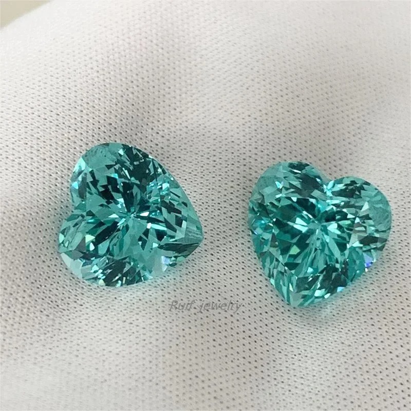 Ruif Jewelry Popular Lab Grown Paraiba Sapphire Loose Gemstone Heart Shape Semi-precious Stone Sales 