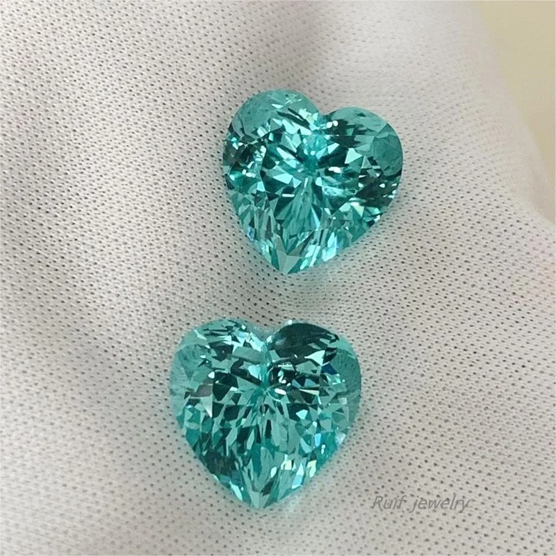 Ruif Jewelry Popular Lab Grown Paraiba Sapphire Loose Gemstone Heart Shape Semi-precious Stone Sales 