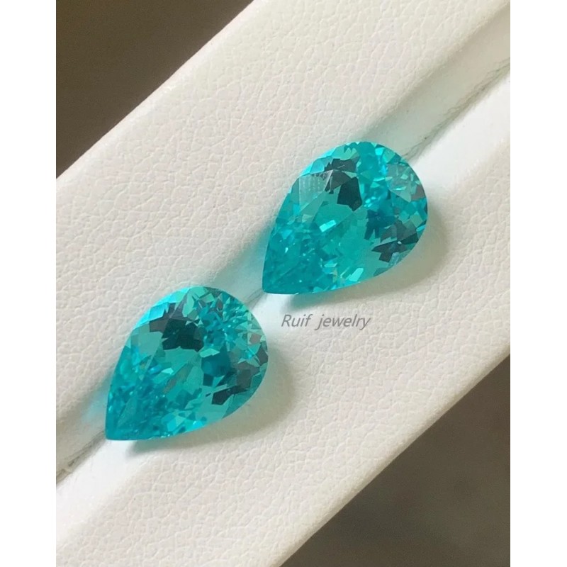 Ruif Jewelry New Fashion Paraiba Color Lab Grown Sapphire Pear Shape Loose Gemstone for Jewelry Making