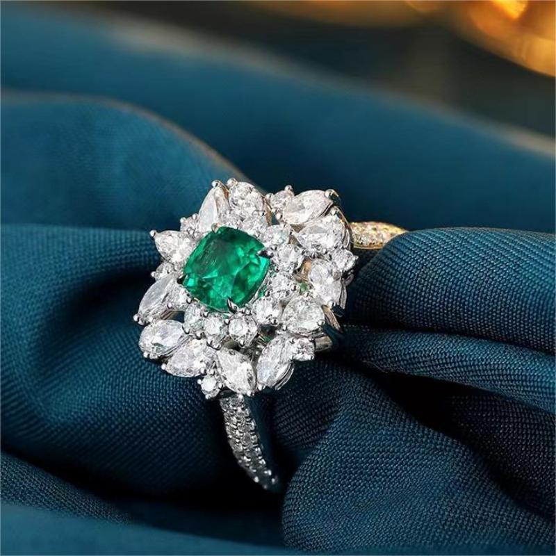 Ruif Jewelry New 18k White Gold 0.73ct Lad Grown Emerald Dual-use Ring High Fine Jewelry for Women Party Gift