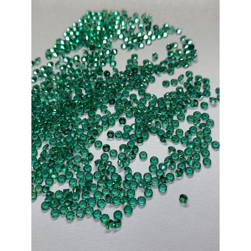 Ruif Jewelry 0.8-3.0MM Round Shape Melee Size Lab Grown Hydrothermal Emerald Loose Gemstone Including Minor Cracks Inclusions