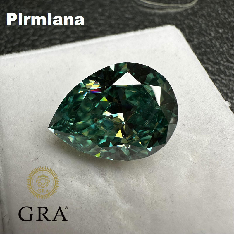 Ruif Jewelry Natrual Dark Green Color Moissanite Stone VVS1 Pear Shape Gemstone with GRA Certificate