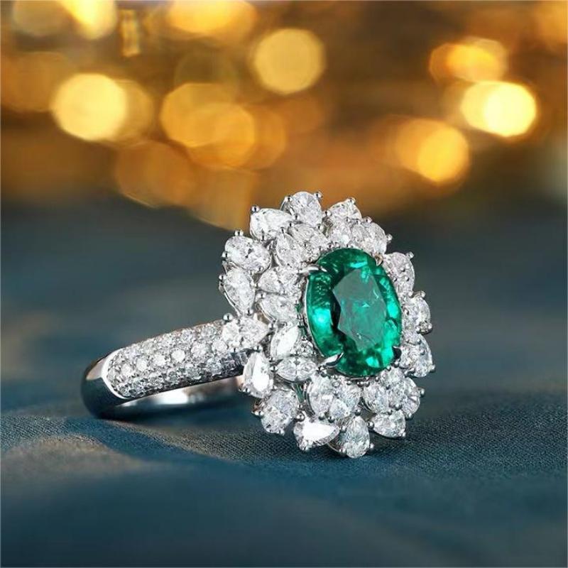 Ruif Jewelry New 18k White Gold 1.365ct Lad Grown Emerald Dual-use Ring High Fine Jewelry for Women Party Gift