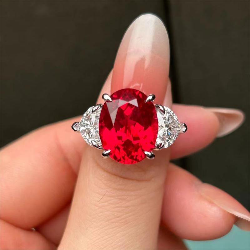 Ruif Jewelry Lucuxy Design 10.215ct Oval Shape Lab Ruby Ring 18K Gold Custom Jewelry