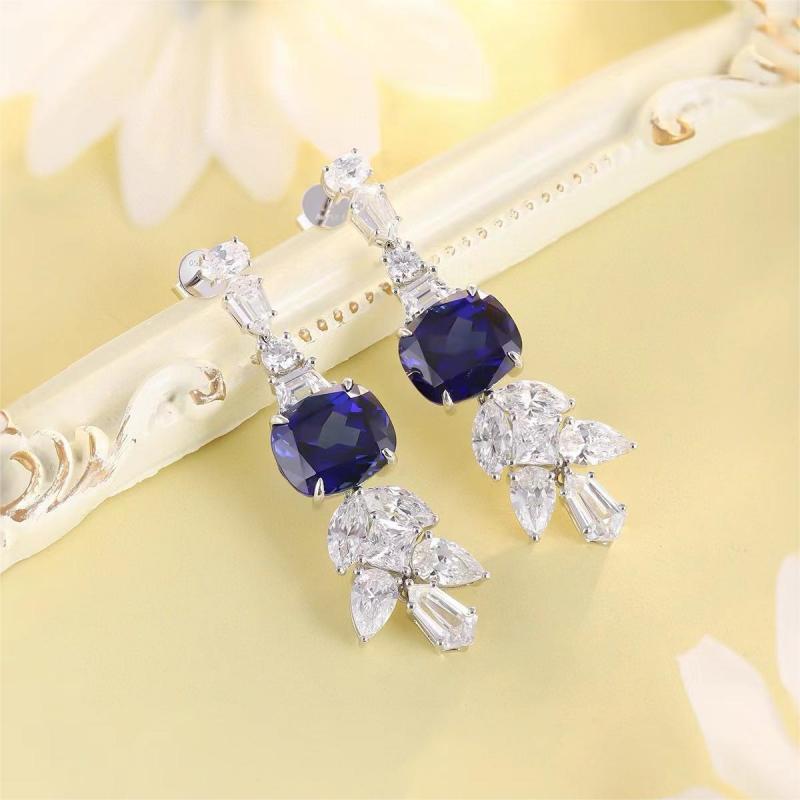 Ruif Jewelry New 18k White Gold 10.55ct Lad Grown Sapphire Earrings High Fine Jewelry for Women Party Gift