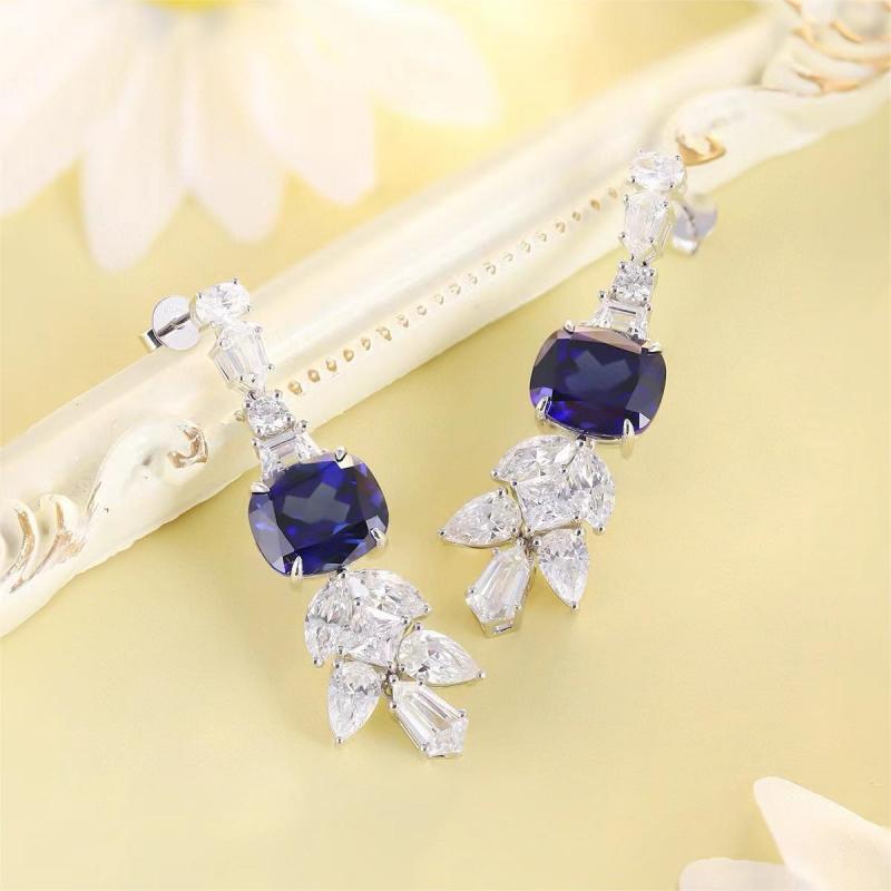 Ruif Jewelry New 18k White Gold 10.55ct Lad Grown Sapphire Earrings High Fine Jewelry for Women Party Gift