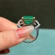 Ruif Jewelry Classic Three Stones Ring 18K White Gold 12ct Lab Grown Emerald Engagementring for Women