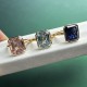 Ruif Jewelry Classic Design 18k Yellow Gold Lab Grown Gemstone Rings Royal Blue Aquamarine and Morganite Pink Sapphire Wedding Bands