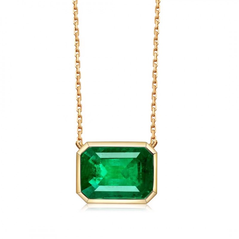 Ruif Jewelry Classic Design 18K Yellow Gold 2.37ct Lab Grown Emerald Pendant Necklace Gemstone Jewelry