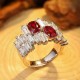 Ruif Jewelry Custom Design 18k White Gold Ring for Women 2.09ct Lab Grown Ruby And D VVS Moissanite Jewelry