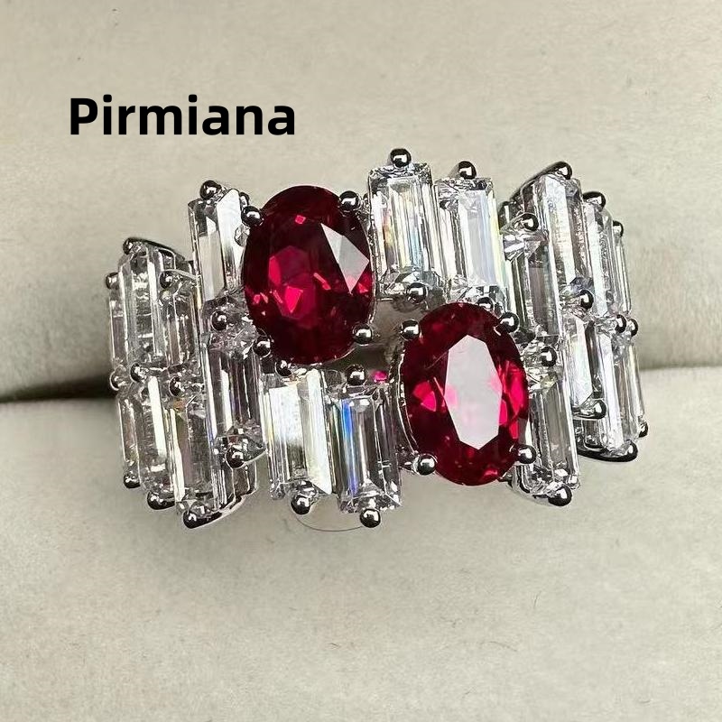 Ruif Jewelry Custom Design 18k White Gold Ring for Women 2.09ct Lab Grown Ruby And D VVS Moissanite Jewelry