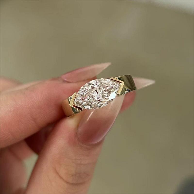 Ruif Jewelry 2.7ct CVD Diamond Ring 14k Yellow Gold Ring Jewelry for Party Gift