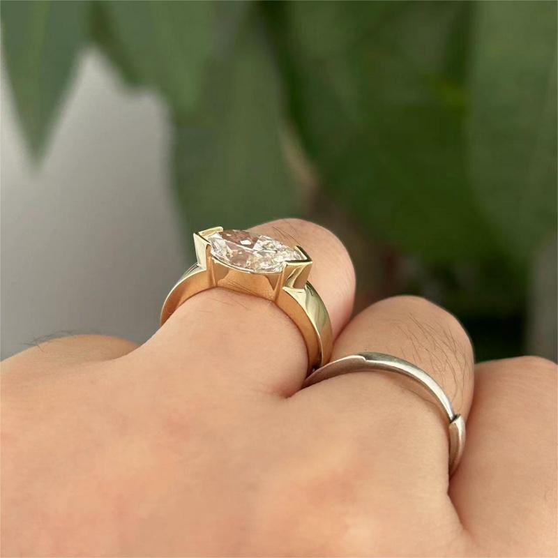 Ruif Jewelry 2.7ct CVD Diamond Ring 14k Yellow Gold Ring Jewelry for Party Gift