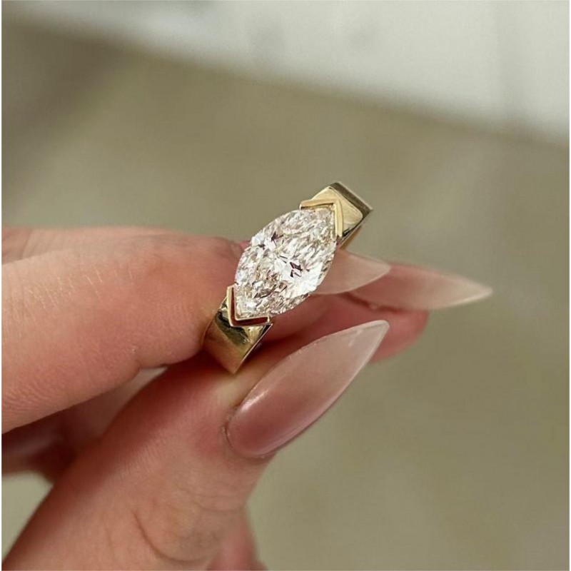 Ruif Jewelry 2.7ct CVD Diamond Ring 14k Yellow Gold Ring Jewelry for Party Gift