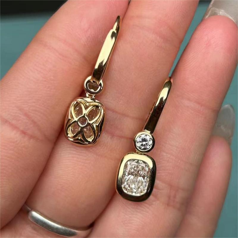 Ruif Jewelry Customized Design 18K Yellow Gold Earrings for Women 2.806ct CVD Lab Grown Diamond Jewelry