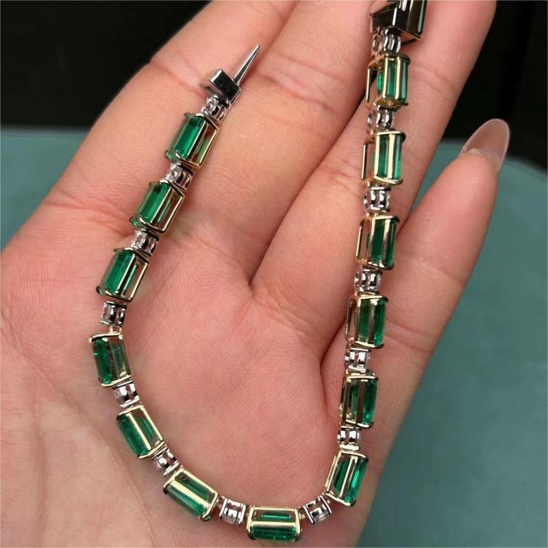 Ruif Jewelry Classic bracelet 18K white gold 20.30ct lab grown emerald and lab grown diamond bracelets Wrist accessory