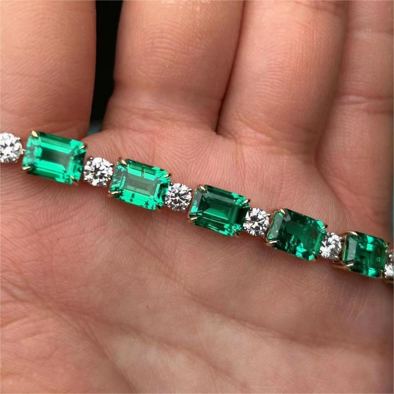 Ruif Jewelry Classic bracelet 18K white gold 20.30ct lab grown emerald and lab grown diamond bracelets Wrist accessory