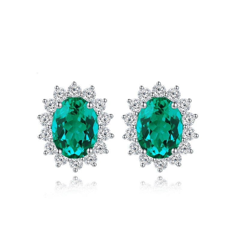 Ruif Jewelry New Arrival 2.2ct Lab Grown Emerald Earring Studs S925 Silver Jewelry Earrings for Women