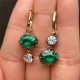 Ruif Jewelry New Fashion 14k Yellow and Black Gold 3.6ct Lab Grown Emerald Earrings for Women Party Gifts