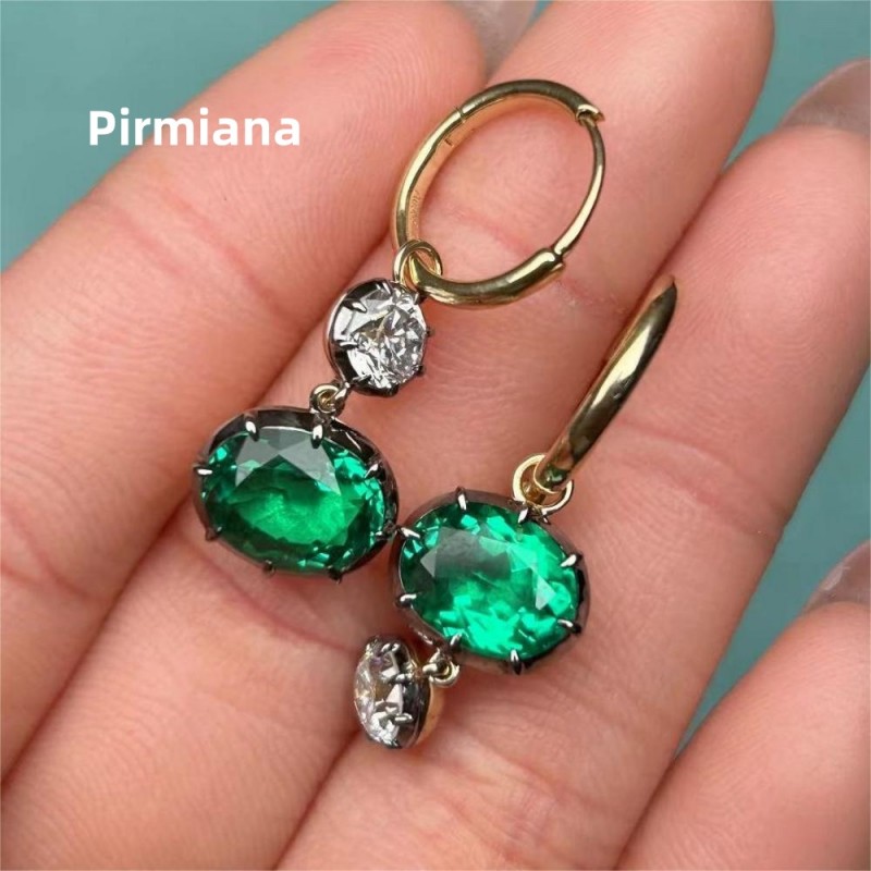 Ruif Jewelry New Fashion 14k Yellow and Black Gold 3.6ct Lab Grown Emerald Earrings for Women Party Gifts