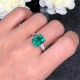 Ruif Jewelry Customized PT950 4.1ct Lab Grown Emerald Ring With DEF Lab Grown Diamond Band Jewelry for Women