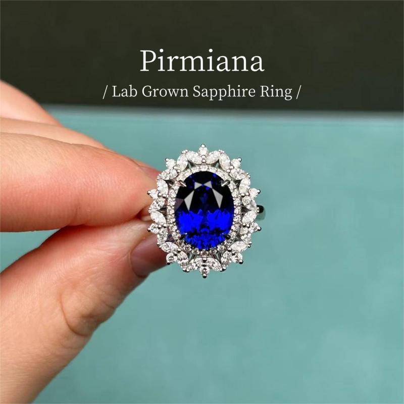 Ruif Jewelry Custom Design 18k White Gold Ring for Women 4.84ct Lab Grown Sapphire And DEF CVD Diamond Jewelry