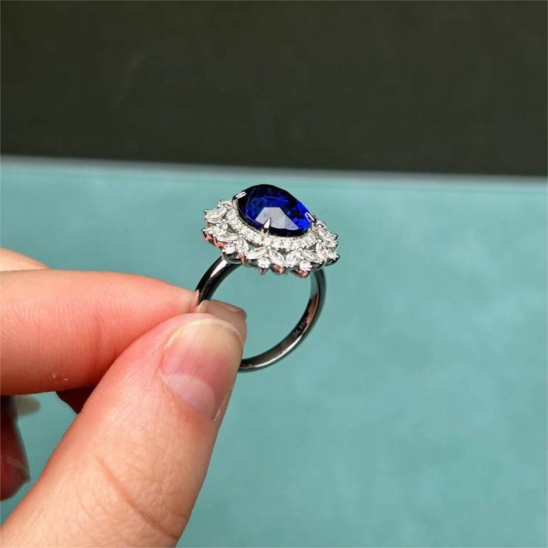 Ruif Jewelry Custom Design 18k White Gold Ring for Women 4.84ct Lab Grown Sapphire And DEF CVD Diamond Jewelry