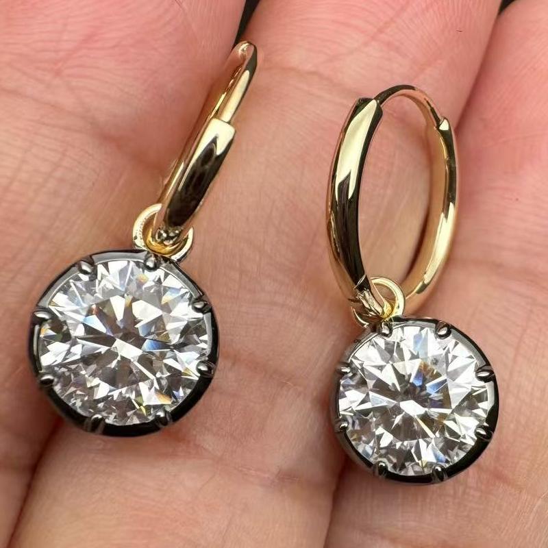 uif Jewelry Customized 14k Yellow Gold 4ct Lab Grown Diamond Earrings for Women Party Gift