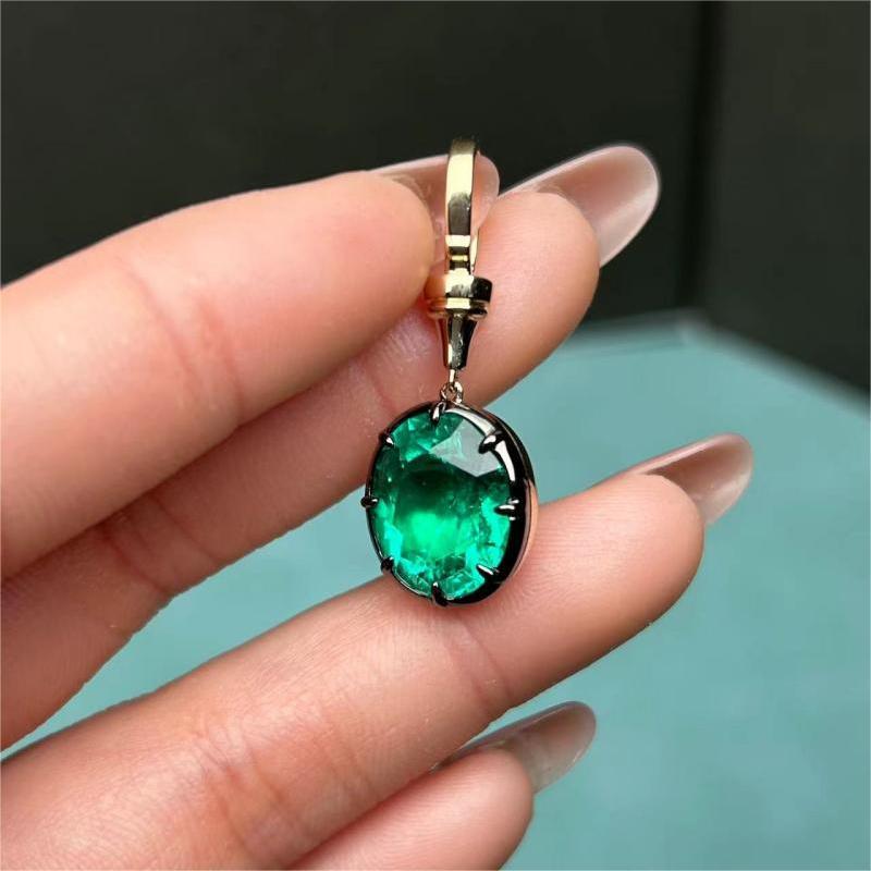 Ruif Jewelry Customized 14k Yellow Gold 5.88ct Lab Grown Emerald Pendant for Women Party Gift