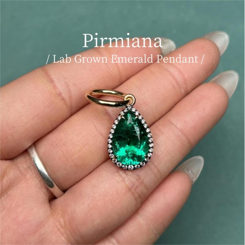 Ruif Jewelry Customized 18k Yellow Gold 5.34ct Lab Grown Emerald Pendant for Women Party Gift