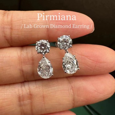 Ruif Jewelry Customized 18K White Gold 1.25ctx2pcs/0.3ctx2pcs Lab Grown Diamond Earring Classic  Engagement  Jewelry for Women