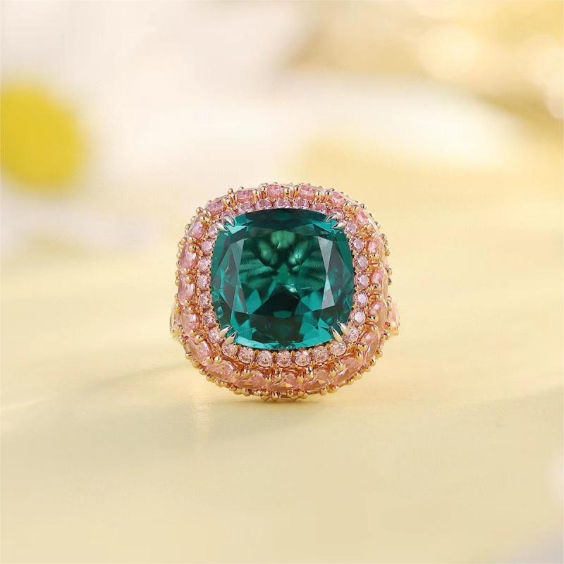 Ruif Jewelry New18k Yellow Gold 6.52ct Lad Grown Emerald Ring High Fine Jewelry for Women Party Gift