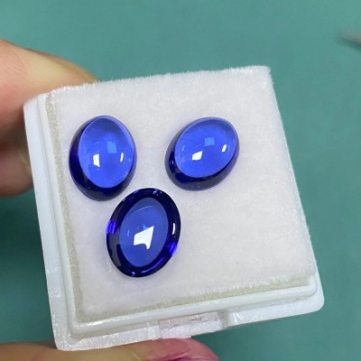 Ruif Jewelry Popular Oval Shape Conbochon royal blue Lab Grown Sapphire Loose Stones For Diy Jewelry