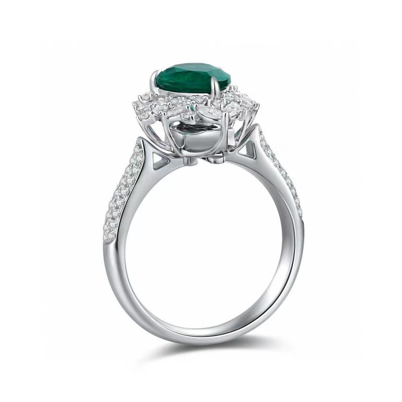 Ruif Jewelry New 18k White Gold 1.475ct Lad Grown Emerald Dual-use Ring High Fine Jewelry for Women Party Gift