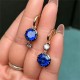 Ruif Jewelry New Fashion 18k Gold 7.34ct Main Stone Lab Grown Sapphire Earrings Jewelry for Women Party Gifts