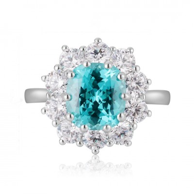 Ruif Jewelry Classic Design S925 Silver 4.62ct Lab Paraiba Ring Wedding Bands