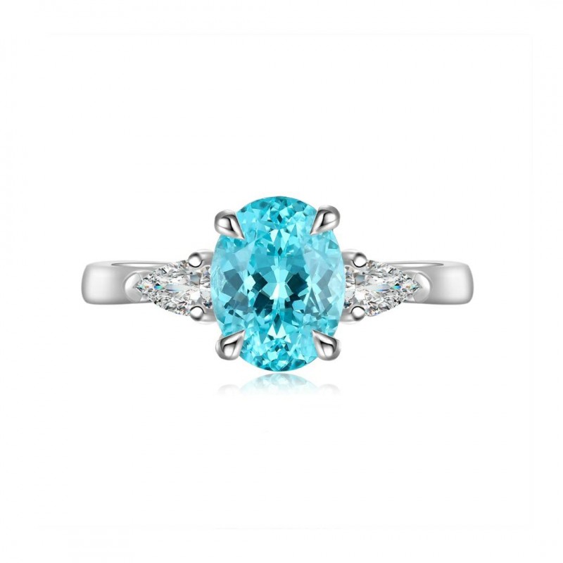 Ruif Jewelry Classic Design S925 Silver 2.64ct Lab Paraiba Ring Wedding Bands