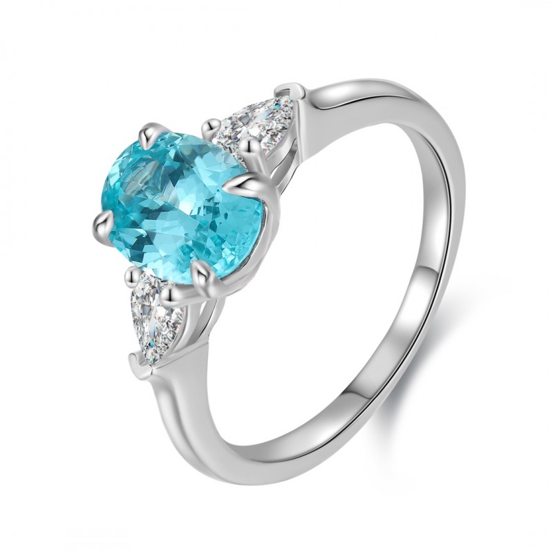 Ruif Jewelry Classic Design S925 Silver 2.64ct Lab Paraiba Ring Wedding Bands