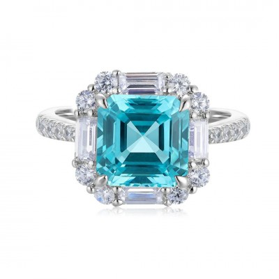 Ruif Jewelry Classic Design S925 Silver 4.76ct Lab Paraiba Ring Wedding Bands