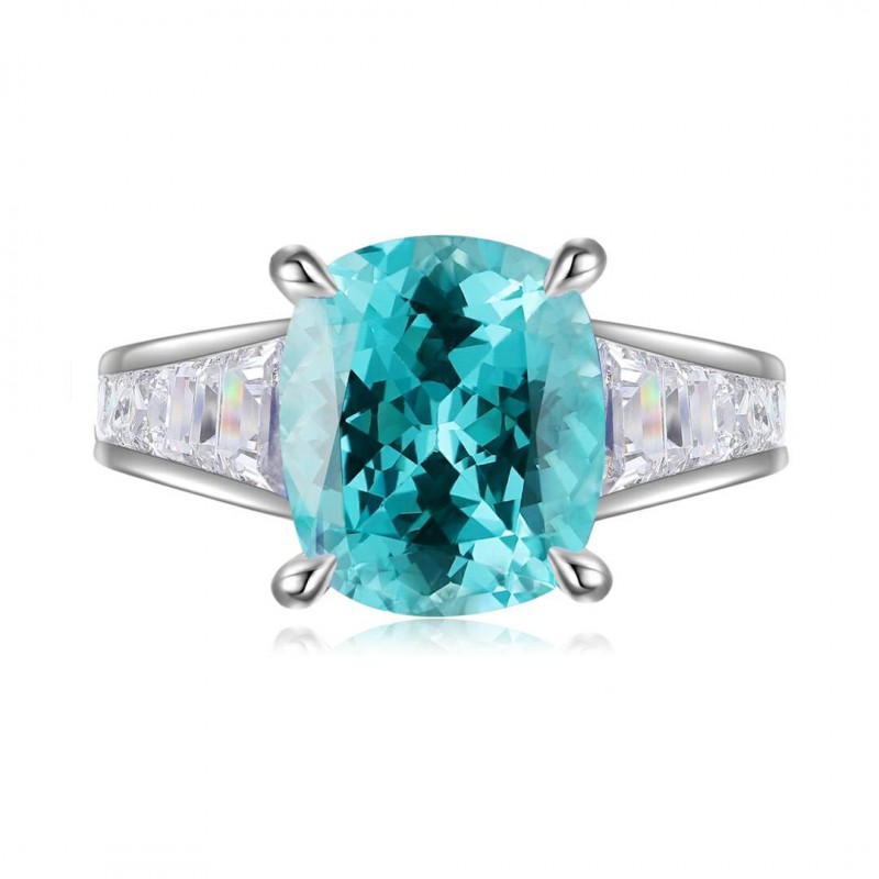 Ruif Jewelry Classic Design S925 Silver 6.75ct Lab Paraiba Ring Wedding Bands