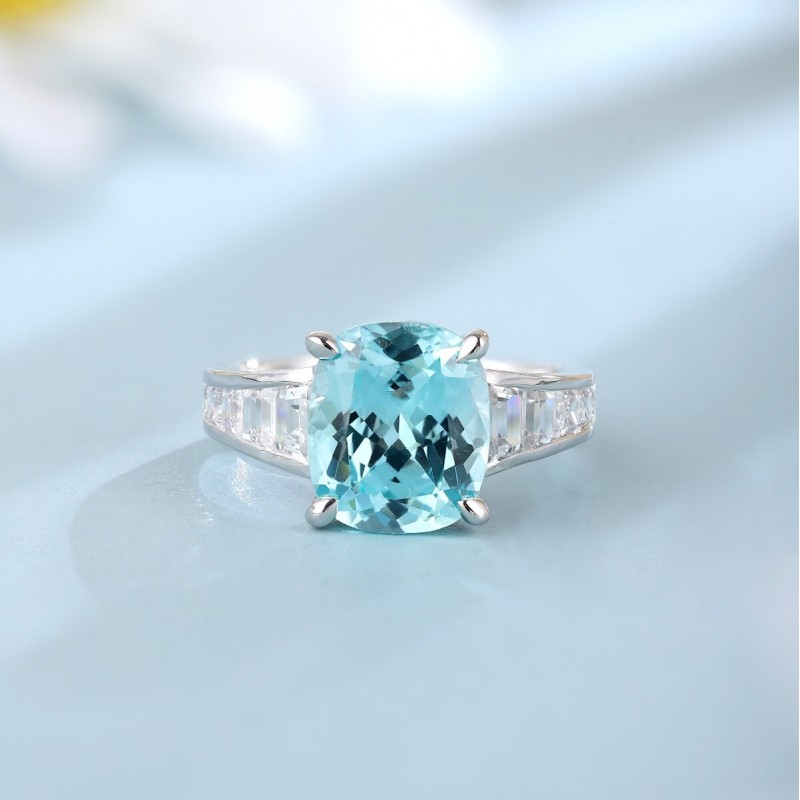 Ruif Jewelry Classic Design S925 Silver 6.75ct Lab Paraiba Ring Wedding Bands