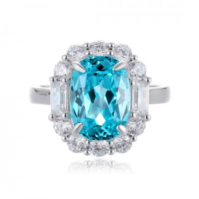 Ruif Jewelry Classic Design S925 Silver 5.93ct Lab Paraiba Ring Wedding Bands