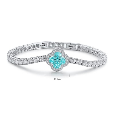 Ruif Jewelry Classic Design S925 Silver  4.05ct Lab Grown Paraiba Sapphire Bracelet Gemstone Jewelry