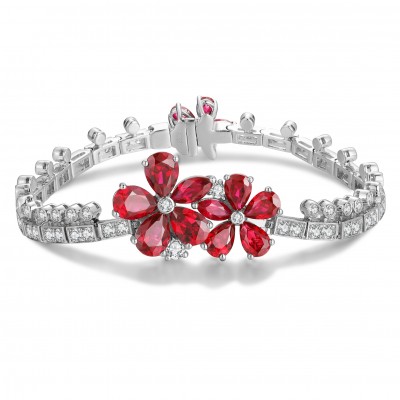 Ruif Jewelry Classic Design S925 Silver 8.6ct Lab Grown Ruby Bracelet Gemstone Jewelry