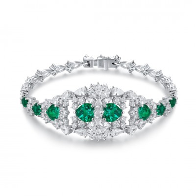 Ruif Jewelry Classic Design S925 Silver 5.38ct Lab Grown Emerald Bracelet Gemstone Jewelry