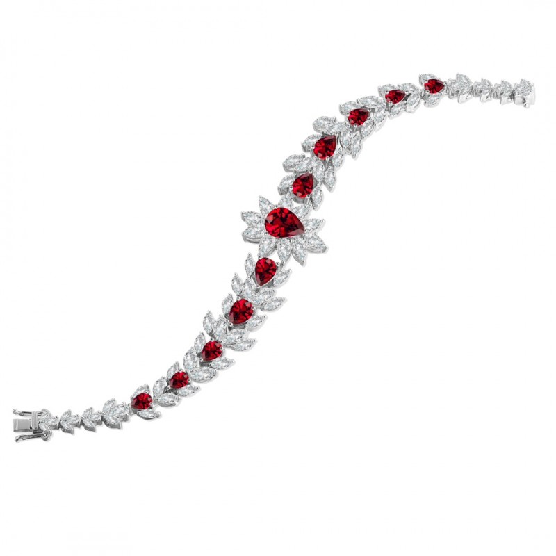 Ruif Jewelry Classic Design S925 Silver 8.98ct Lab Grown Ruby Bracelet Gemstone Jewelry