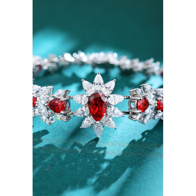 Ruif Jewelry Classic Design S925 Silver 8.98ct Lab Grown Ruby Bracelet Gemstone Jewelry