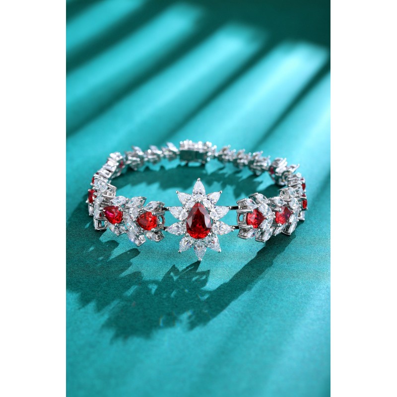 Ruif Jewelry Classic Design S925 Silver 8.98ct Lab Grown Ruby Bracelet Gemstone Jewelry